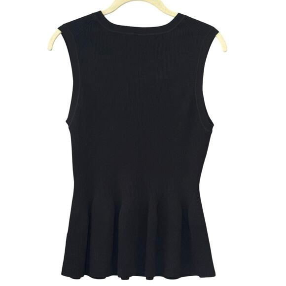 VERONICA BEARD Arago ribbed-knit peplum black top Size M - Picture 2 of 10